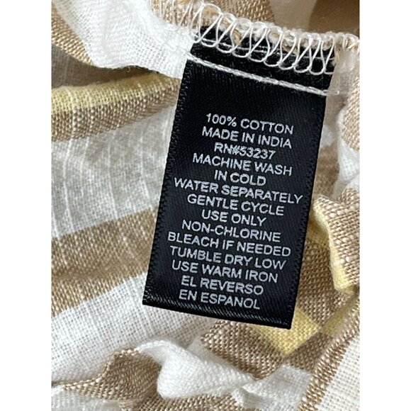 Mlle Gabrielle Plus 2X Cropped Pants Yellow White Striped High Rise Cotton - Picture 10 of 14